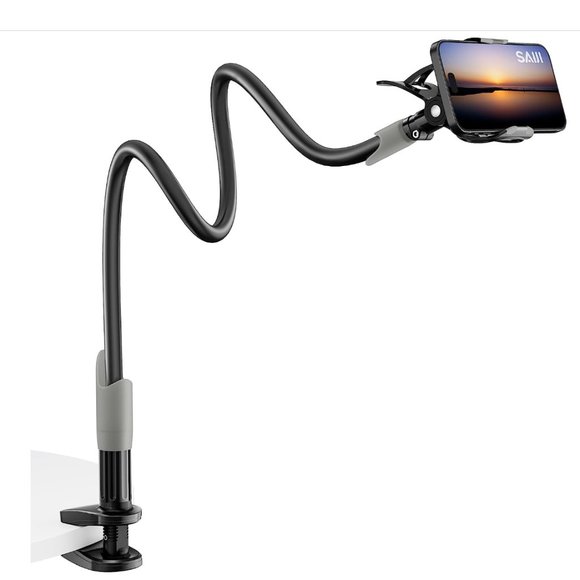 Gooseneck Bed Phone Holder, Flexible Long Arm Phone Mount for Desk Clamp Clip - Picture 1 of 8